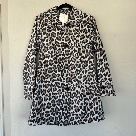 Kate Spade Cotton Blend Leopard Print A-line Coat Women's Size Small Button Up - Picture 2 of 15